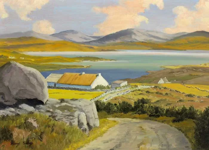 GWEEBARRA BAY, COUNTY DONEGAL by Michael Simms, oil on canvas, offered Dec 2011