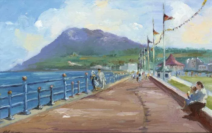 Rosaleen Smith, PROMENADE, BRAY, COUNTY WICKLOW, oil on board
