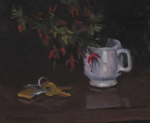 FUSHCIA by Desmond Hickey, oil on board, sold Dec 2011