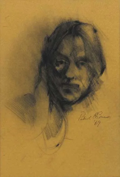 PORTRAIT STUDIES (A PAIR) by Patrick O'Connor, 1969, graphite with pastel on tinted paper, offered Dec 2011