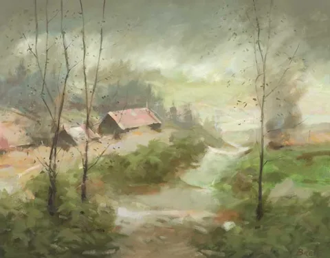 Michael Brett, PASSING SHOWER, oil on canvas