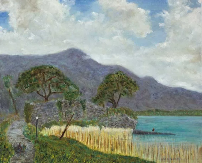 LAKE HOTEL (I) by Pierce Hackett, oil on canvas board, offered Dec 2011