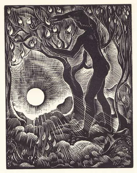 OUT OF BEDLAM, XXVII WOOD ENGRAVINGS BY ELIZABETH RIVERS WITH TEXTS FROM CHRISTOPHER SMART by Elizabeth Rivers, limited edition book; (no. 195 from an edition of 250), sold Dec 2011