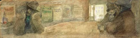 Jack Butler Yeats, A YOUNG MAN'S TROUBLES, watercolour, pastel and pencil on paper
