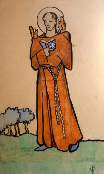 SAINT COLUMBANUS by Jack Butler Yeats, c.1903, gouache on card, offered Nov 2011