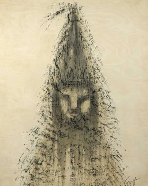 STRAW MAN by Patrick Scott, c.1950, charcoal with pastel and wash on paper, sold Nov 2011