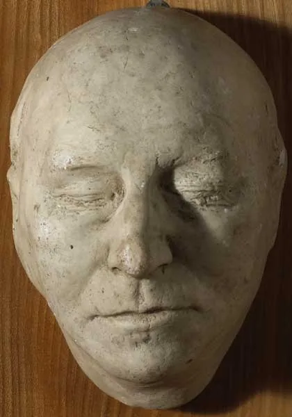 Seamus Murphy, DEATH MASK OF PATRICK KAVANAGH (1904-1967), 1967, plaster; (mounted on oval wooden support)