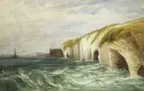 Andrew Nicholl, STEAMER OFF THE ANTRIM COAST WITH DUNLUCE CASTLE BEYOND