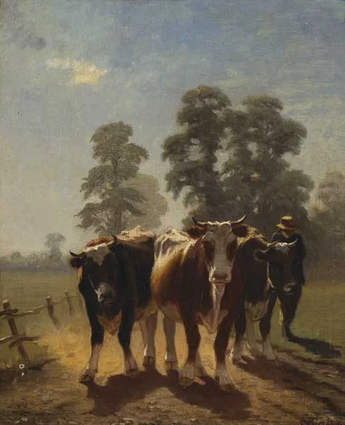 CATTLE DRIVER by Augustus Nicholas Burke, oil on canvas, sold Nov 2011