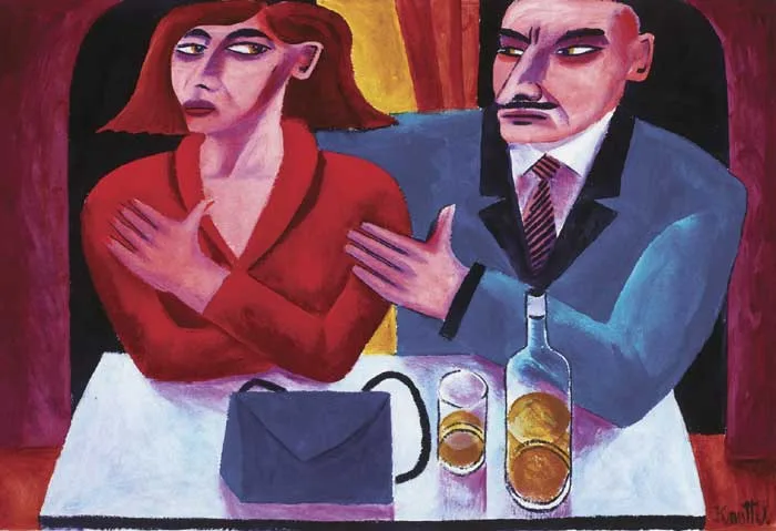 A QUIET DRINK by Graham Knuttel, gouache, sold Nov 2011