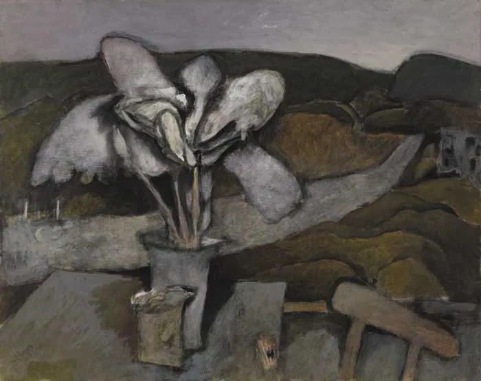 Nevill Johnson, EVENING WINDOW, 1978, acrylic on canvas; (mounted on white board)