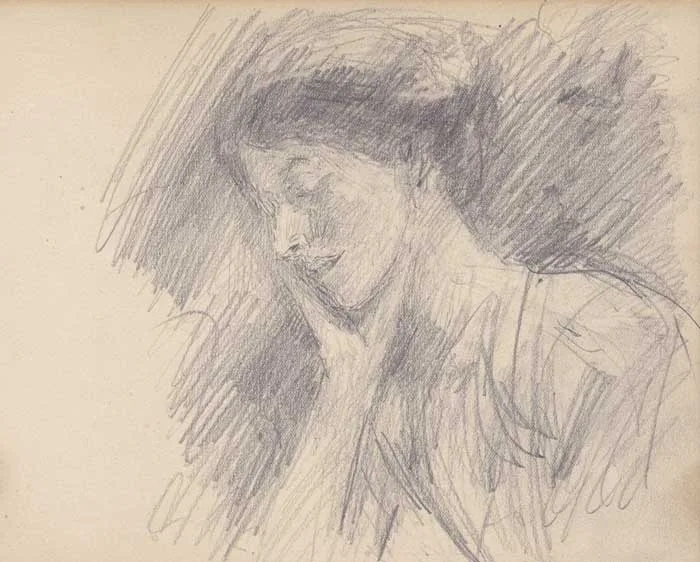 LADY DOZING by John Butler Yeats, pencil, sold Oct 2011