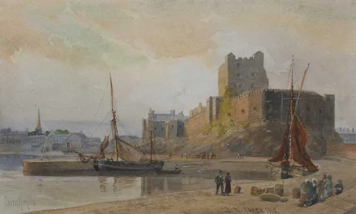 CARRICKFERGUS by Joseph William Carey, 1923, watercolour over pencil heightened with white, sold Oct 2011