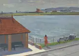 Patrick Leonard, DOLLYMOUNT BUS SHELTER WITH BOAT IN DISTANCE
