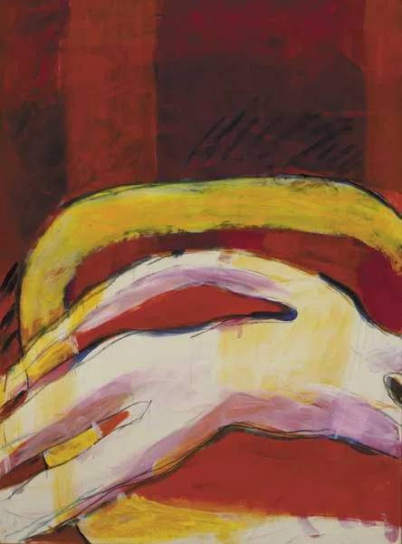 BATHERS, 1983 (TRIPTYCH) by Eithne Jordan, oil and collage on paper, offered Oct 2011