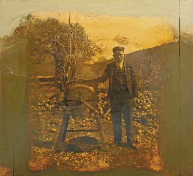 DUTIFUL SON, 2007/8 by Hughie O'Donoghue, oil on panel incorporating transparent photographic component, sold Oct 2011