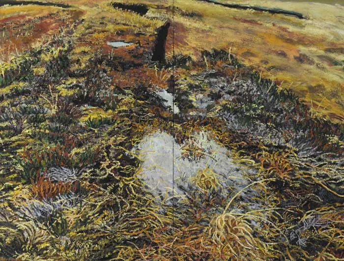 CIRCLE AND THE TRIANGLE (DIPTYCH) by Helen Richmond, 1991, oil on board, sold Oct 2011