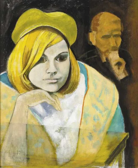 GIRL IN YELLOW BERET by Marian Jeffares, oil on canvasboard, sold Oct 2011
