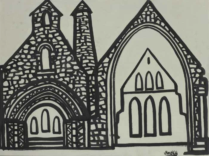 GREY ABBEY, COUNTY DOWN by Markey Robinson, gouache on board, sold Oct 2011