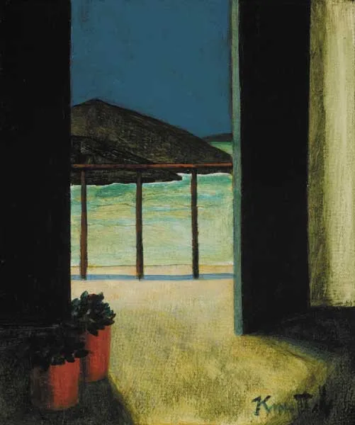 VIEW FROM A BALCONY by Graham Knuttel, oil on canvas, sold Oct 2011
