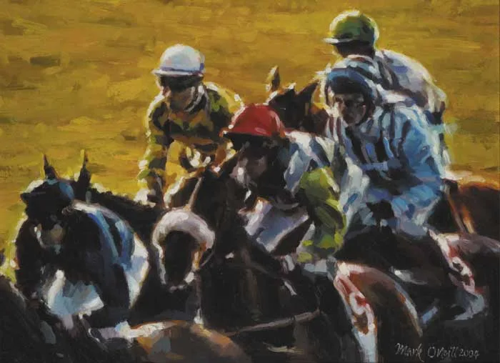 BEFORE THE OFF by Mark O'Neill, 2004, oil on board, sold Oct 2011