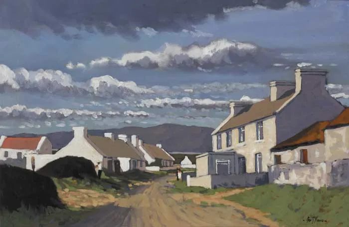 THE PEAT STACKS by Alex McKenna, oil on canvas, sold Oct 2011
