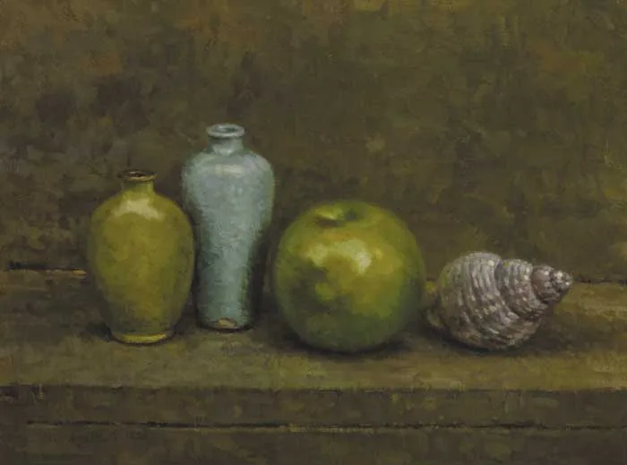 HUMBLE BLUE AND GREEN by Mark O'Neill, 1999, oil on board, offered Oct 2011