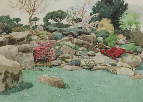 THE ROCKERY by Alethea Garstin, watercolour, sold Oct 2011