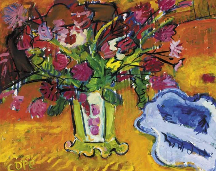 CHRYSANTHEMUMS by Elizabeth Cope, oil on panel, sold Oct 2011