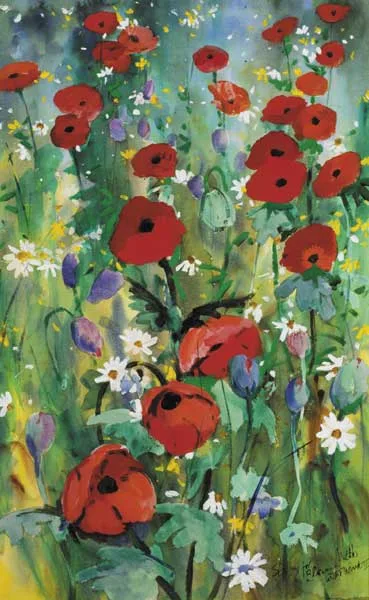STUDY FOR BLOWING IN THE WIND II by Kenneth Webb, watercolour with acrylic on paper, sold Oct 2011