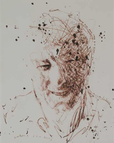 Ross Wilson, STUDY OF SEAMUS HEANEY, HARVARD, 1994, ink and watercolour