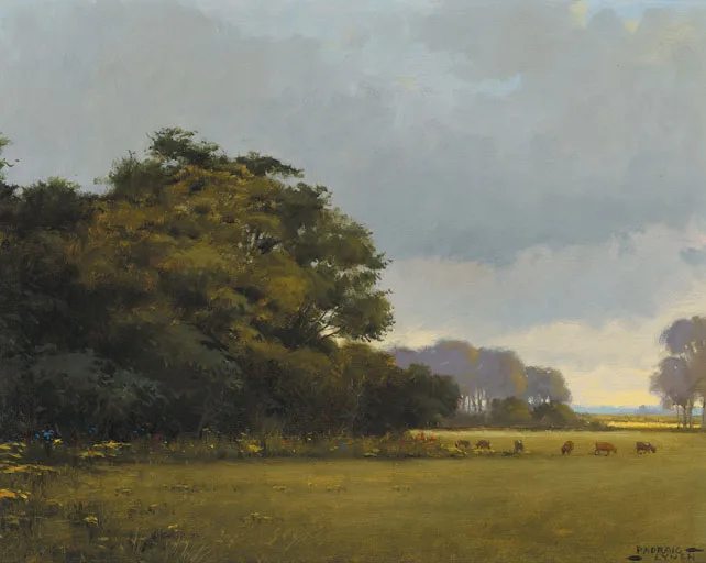 BRANNIGAN'S FIELD by Padraig Lynch, 1989, oil on board, sold May 2011