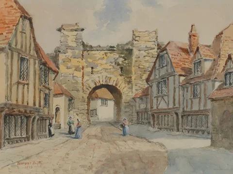 Lancelot Bayly, BRETON VILLAGE, 1947, watercolour over pencil