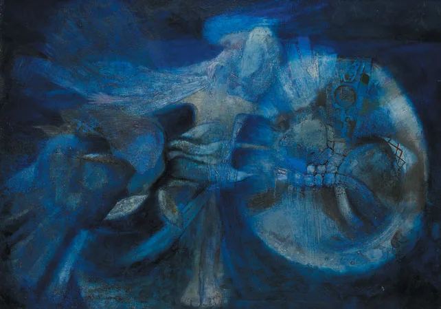 FROM YEATS by Micheal Farrell, 1962, oil and sand on canvas, sold May 2011