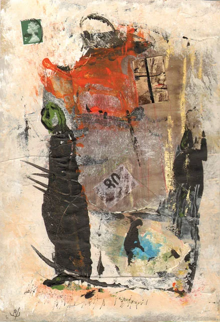 John Kingerlee, FIGURES, 2006, oil on card with collage element