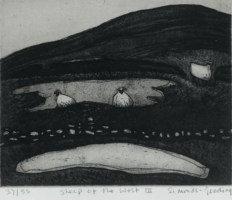 Maria Simonds-Gooding, SHEEP OF THE WEST III, etching (no. 37 from and edition of 85)