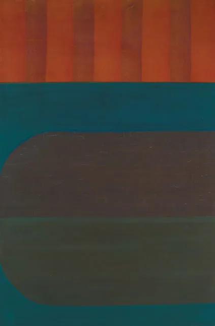 UNTITLED [WITH REDS, BLUES AND GREENS] by Brian Kennedy, monoprint, offered May 2011