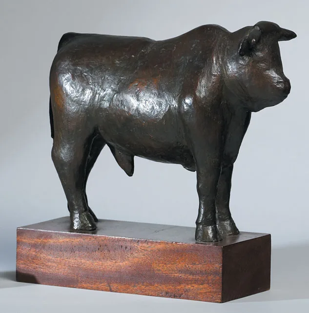 BULL by John Behan, c.1970, bronze (unique); on wooden plinth, offered May 2011