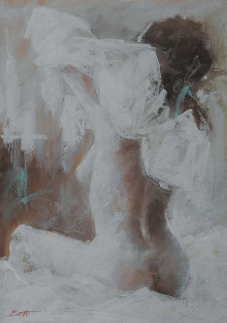 Michael Brett, MORNING, acrylic and pastel on buff coloured card