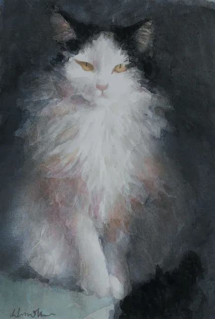 Elizabeth O'Brien, HANDBALL THE CAT, watercolour