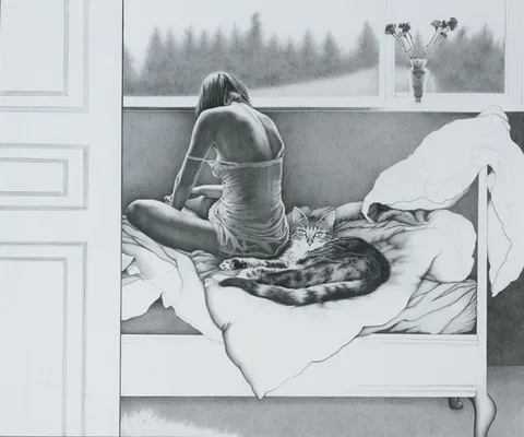 THINKING by Lilian O'Sullivan, graphite on paper, sold May 2011