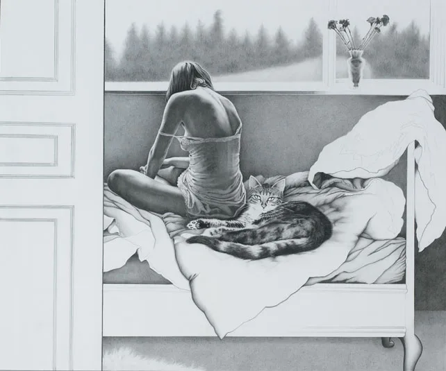 THINKING by Lilian O'Sullivan, graphite on paper, sold May 2011