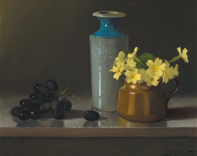 APRIL STILL LIFE by Padraig Lynch, 2004, oil on board, sold May 2011