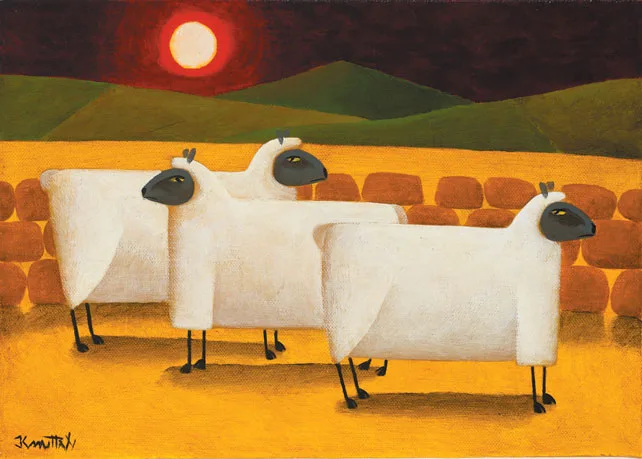 SUNSET SHEEP by Graham Knuttel, oil on canvas, sold May 2011