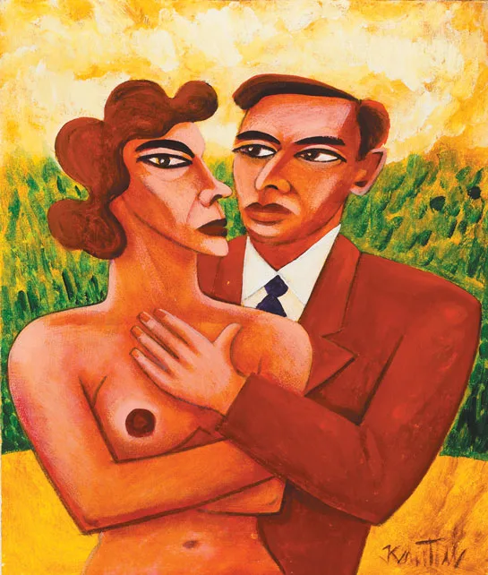 THE HAPPY COUPLE by Graham Knuttel, oil on canvas, offered May 2011