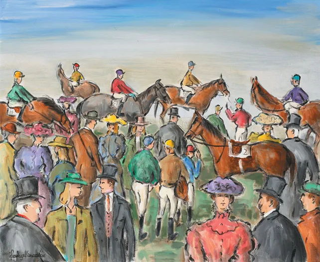 ASCOT RACES by Gladys Maccabe, oil on canvas, sold May 2011