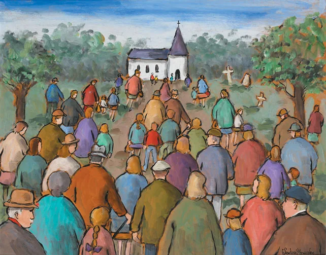 GOING TO MASS by Gladys Maccabe, oil on board, sold May 2011