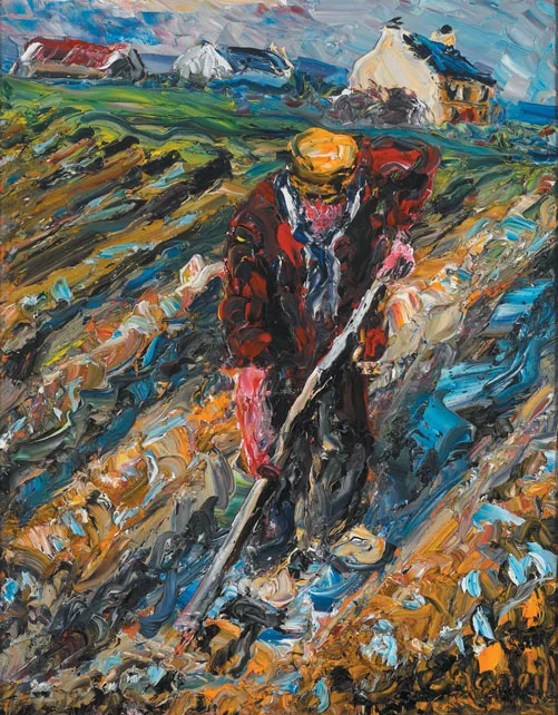 THE POTATO FIELD by Liam O'Neill, oil on canvas, sold May 2011