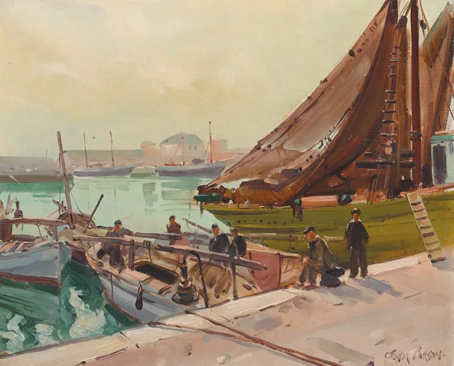 HARBOUR, PALMA, MAJORCA by Robert Taylor Carson, oil on canvas, offered May 2011