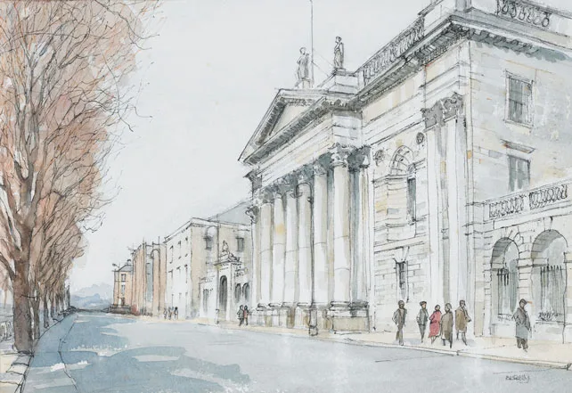 Brian K. Reilly, THE FOUR COURTS, 1992, watercolour over pen and ink on paper